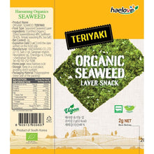 Load image into Gallery viewer, [Haelove]Organic Seaweed Laver "Teriyaki" 데리야끼 맛 김스낵 2g x 8 packs
